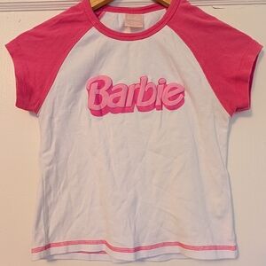 Barbie Pink and White Short Sleeve Tee